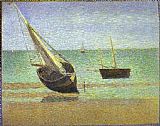 Boats Canvas Paintings - Boats Bateux maree basse Grandcamp